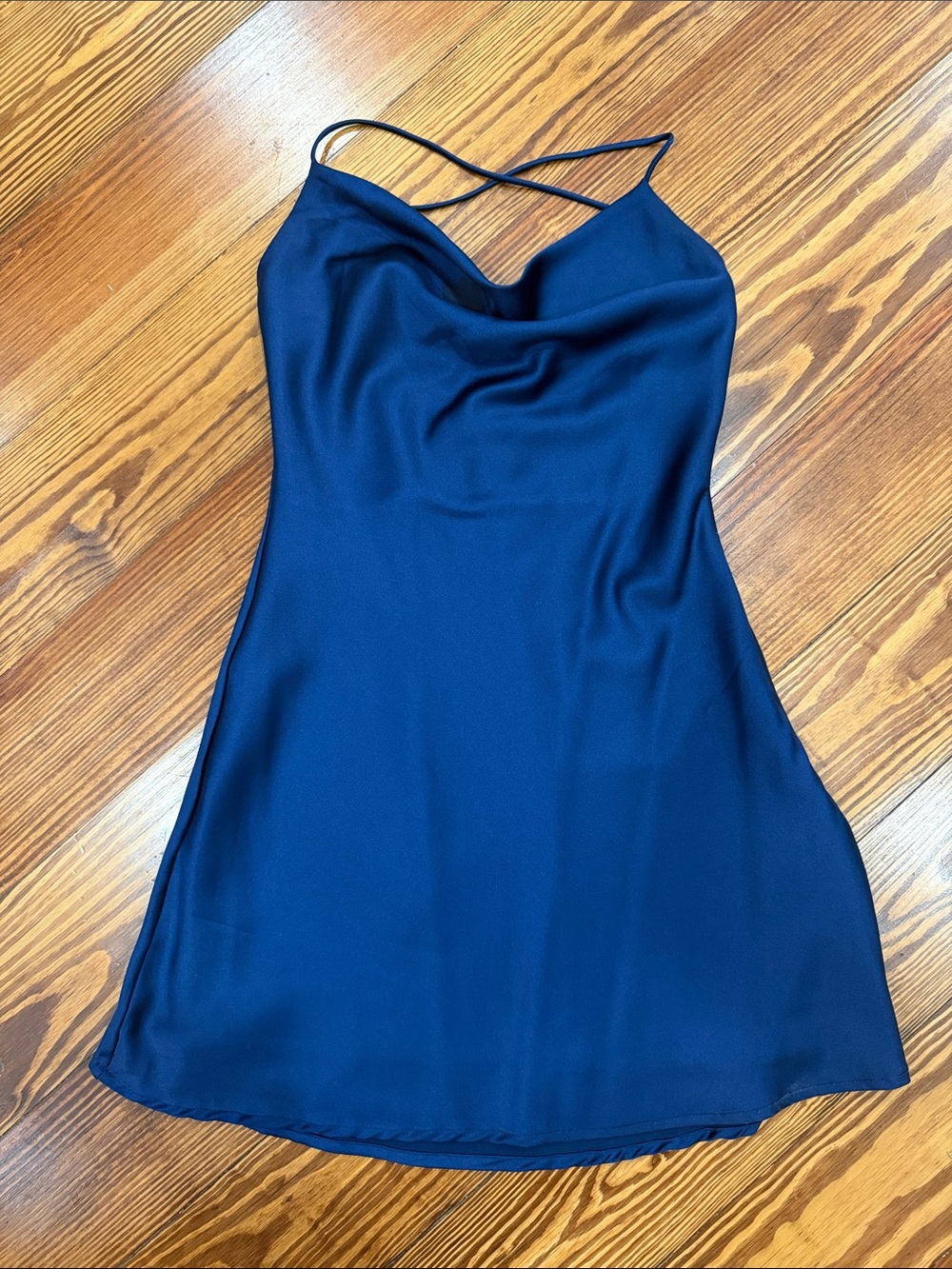 Le Lis Navy Cowl Neck Mini Slip Dress